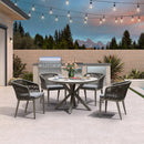 PURPLE LEAF Round Patio Dining Set with Aluminum Frame and Wicker Rattan Dining Chair with Comfortable Cushions for Deck Porch Kitchen Outdoor