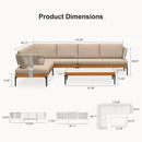 PURPLE LEAF Sicilia L-Shaped Modular Outdoor Sectional with Sunbrella Khaki Cushions Flexible Layout for Poolside Casual Lounge