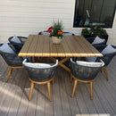 PURPLE LEAF Teak Patio Dining Set with Cushions and Pillow All-Weather Wicker Patio Table Set for Garden, Deck, and Yard