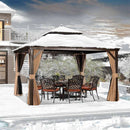 PURPLE LEAF Outdoor Hardtop Gazebo for Garden Bronze Double Roof Aluminum Frame Pavilion