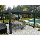 PURPLE LEAF Caesar Louvered Pergola with Yellow String Lights Patio Aluminum Pergola with Independent Adjustable Rainproof Roof Hardtop Pergola for Outdoor Deck Garden Yard