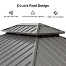 PURPLE LEAF Patio Gazebo for Pool Light Grey Hardtop Galvanized Steel Roof with String Lights-milky