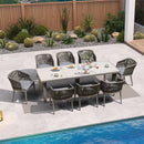 PURPLE LEAF Patio Dining Set with Sunbrella Fabric Cushions and Aluminum Table All-Weather Wicker Patio Table Set for Deck