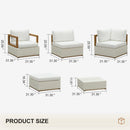 PURPLE LEAF Griffin Symmetrical Patio Conversation Set White with Cushion Pillows Ottoman and Premium Leather for Luxury Outdoor Living