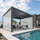 PURPLE LEAF Athena Louvered Pergola Grey Outdoor Aluminum Pergola with Roller Blind Adjustable Gazebo for Patio Deck Garden