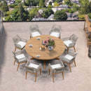 PURPLE LEAF Round Outdoor Dining Set Patio Aluminum Dining Set Round Table and Wicker Chairs with Sunbrella Cushions for Kitchen Deck