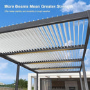 PURPLE LEAF Caesar Outdoor Louvered Pergola Patio Sun Shade Shelter with Adjustable Hardtop Patio Pergola Gray Frame White Roof