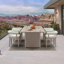PURPLE LEAF Provence Patio Dining Set Luxury Modern Conversation Set Aluminum Large Rectangle Dining Table and Chairs with Olefin Cushion Outdoor Furniture Set for Garden Porch Deck Backyard
