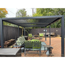 PURPLE LEAF Caesar Solar Louvered Pergola with LED Strip Lights and Control Panel Aluminum Outdoor Pergola with Adjustable Roof for Patio Deck Garden Yard Gray