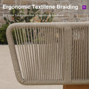 PURPLE LEAF Breck Open-End Modular Outdoor Sectional with Wood-Grain Aluminum Frame and Thick Teak-Colored Cushions for Open-Air Comfort