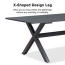 PURPLE LEAF Modern Outdoor Dining Table with 6/8/10 Seats, All-Weather Aluminum Table and Rattan Chairs with Cushions, Champagne