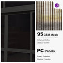 PURPLE LEAF Wall Mounted Sunroom Galvanized Steel Sloped Roof Lean-to Gazebo Aluminum Grey Frame Wood Grain Columns for Outdoor Home Extension with String Lights
