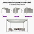 PURPLE LEAF Athena Louvered Pergola white Outdoor Aluminum Pergola with Shutter Wall Adjustable Gazebo Rainproof for Patio Deck Garden