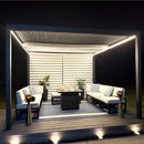 PURPLE LEAF Athena Louvered Pergola Grey Outdoor Aluminum Pergola with Strip Lights Adjustable Gazebo for Patio Deck Garden