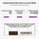 PURPLE LEAF Athena Louvered Pergola white Outdoor Aluminum Pergola with Shutter Wall Adjustable Gazebo Rainproof for Patio Deck Garden