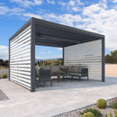 PURPLE LEAF Athena Louvered Pergola Grey Outdoor Aluminum Pergola with Roller Blind Adjustable Gazebo for Patio Deck Garden