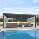 PURPLE LEAF Athena Louvered Pergola Grey Outdoor Aluminum Pergola with Roller Blind Adjustable Gazebo for Patio Deck Garden
