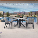 PURPLE LEAF Round Outdoor Dining Set Patio Aluminum Dining Set Round Table and Wicker Chairs with Sunbrella Cushions for Kitchen Deck