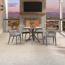 PURPLE LEAF Round Outdoor Dining Set Patio Aluminum Dining Set Round Table and Wicker Chairs with Sunbrella Cushions for Kitchen Deck