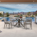 PURPLE LEAF Round Outdoor Dining Set Patio Aluminum Dining Set Round Table and Wicker Chairs with Sunbrella Cushions for Kitchen Deck