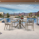 PURPLE LEAF Round Outdoor Dining Set Patio Aluminum Dining Set Round Table and Wicker Chairs with Sunbrella Cushions for Kitchen Deck