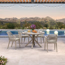 PURPLE LEAF Round Outdoor Dining Set Patio Aluminum Dining Set Round Table and Wicker Chairs with Sunbrella Cushions for Kitchen Deck