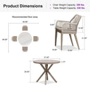 PURPLE LEAF Round Outdoor Dining Set Patio Aluminum Dining Set Round Table and Wicker Chairs with Sunbrella Cushions for Kitchen Deck