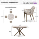PURPLE LEAF Round Outdoor Dining Set Patio Aluminum Dining Set Round Table and Wicker Chairs with Sunbrella Cushions for Kitchen Deck