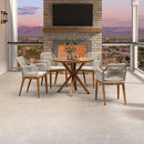 PURPLE LEAF Round Outdoor Dining Set Patio Aluminum Dining Set Round Table and Wicker Chairs with Sunbrella Cushions for Kitchen Deck