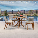 PURPLE LEAF Round Outdoor Dining Set Patio Aluminum Dining Set Round Table and Wicker Chairs with Sunbrella Cushions for Kitchen Deck