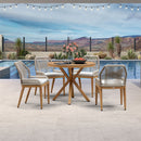PURPLE LEAF Round Outdoor Dining Set Patio Aluminum Dining Set Round Table and Wicker Chairs with Sunbrella Cushions for Kitchen Deck