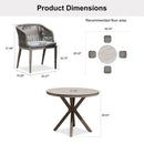 PURPLE LEAF Round Patio Dining Set with Aluminum Frame and Wicker Rattan Dining Chair with Comfortable Cushions for Deck Porch Kitchen Outdoor