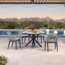 PURPLE LEAF Round Outdoor Dining Set Patio Aluminum Dining Set Round Table and Wicker Chairs with Sunbrella Cushions for Kitchen Deck
