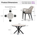 PURPLE LEAF Round Outdoor Dining Set Patio Aluminum Dining Set Round Table and Wicker Chairs with Sunbrella Cushions for Kitchen Deck