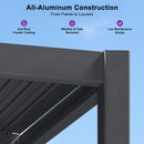 PURPLE LEAF Caesar Wall Mounted Louvered Pergola, All-Aluminum Patio Cover with Adjustable Roof, Hidden Gutter Drainage, Lean-to Pergola for Deck, Backyard, Porch, Dark Gray