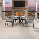PURPLE LEAF Round Outdoor Dining Set Patio Aluminum Dining Set Round Table and Wicker Chairs with Sunbrella Cushions for Kitchen Deck