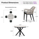PURPLE LEAF Round Outdoor Dining Set Patio Aluminum Dining Set Round Table and Wicker Chairs with Sunbrella Cushions for Kitchen Deck