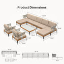 PURPLE LEAF Sicilia Classical Modular Outdoor Sectional with Sunbrella Khaki Cushions Flexible Layout for Porch Relaxation Space