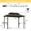 PURPLE LEAF Hardtop Grill Gazebo for Patio Bronze Permanent Metal Roof Outside Sun Shade Outdoor BBQ Canopy with String Lights