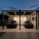 PURPLE LEAF Caesar Solar Louvered Pergola with LED Strip Lights and Control Panel Aluminum Outdoor Pergola with Adjustable Roof for Patio Deck Garden Yard Bronze
