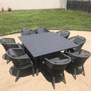PURPLE LEAF Patio Dining Sets with Aluminum Frame Table & Handwoven Wicker Chairs Grey