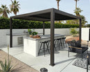 PURPLE LEAF Athena Outdoor Louvered Pergola Adjustable Metal Roof Bronze Hardtop Gazebo Patio Pavilion