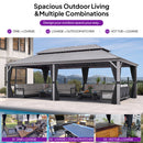 PURPLE LEAF Patio Gazebo for Pool Light Grey Hardtop Galvanized Steel Roof with String Lights-milky