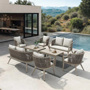 PURPLE LEAF Buler 4/8 Pieces Modern Patio Conversation Set with Rattan Chairs and Coffee Table Sofa for Poolside