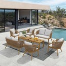 PURPLE LEAF Buler 4/8 Pieces Modern Patio Conversation Set with Rattan Chairs and Coffee Table Sofa for Poolside