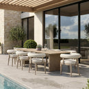 PURPLE LEAF Provence Patio Dining Set Luxury Modern Conversation Set Aluminum Large Rectangle Dining Table and Chairs with Olefin Cushion Outdoor Furniture Set for Garden Porch Deck Backyard