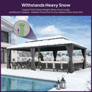 PURPLE LEAF Patio Gazebo for Pool Light Grey Hardtop Galvanized Steel Roof with Reinforcement Support Rod