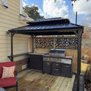 PURPLE LEAF Hardtop Grill Gazebo for Patio Bronze Permanent Metal Roof Outside Sun Shade Outdoor BBQ Canopy