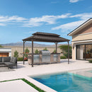 PURPLE LEAF Hardtop Grill Gazebo for Patio Bronze Permanent Metal Roof Outside Sun Shade Outdoor BBQ Canopy