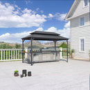 PURPLE LEAF Hardtop Grill Gazebo for Patio Grey Permanent Metal Roof Outside Sun Shade Outdoor BBQ Canopy